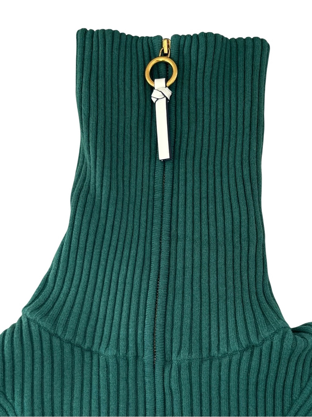 TORY BURCH Noland Norwood Green Front Zip Ribbed Cardigan Sweater XS - Picture 8 of 9
